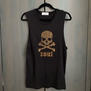 SOLD SOULCYCLE | tank top In Black w Gold Skull